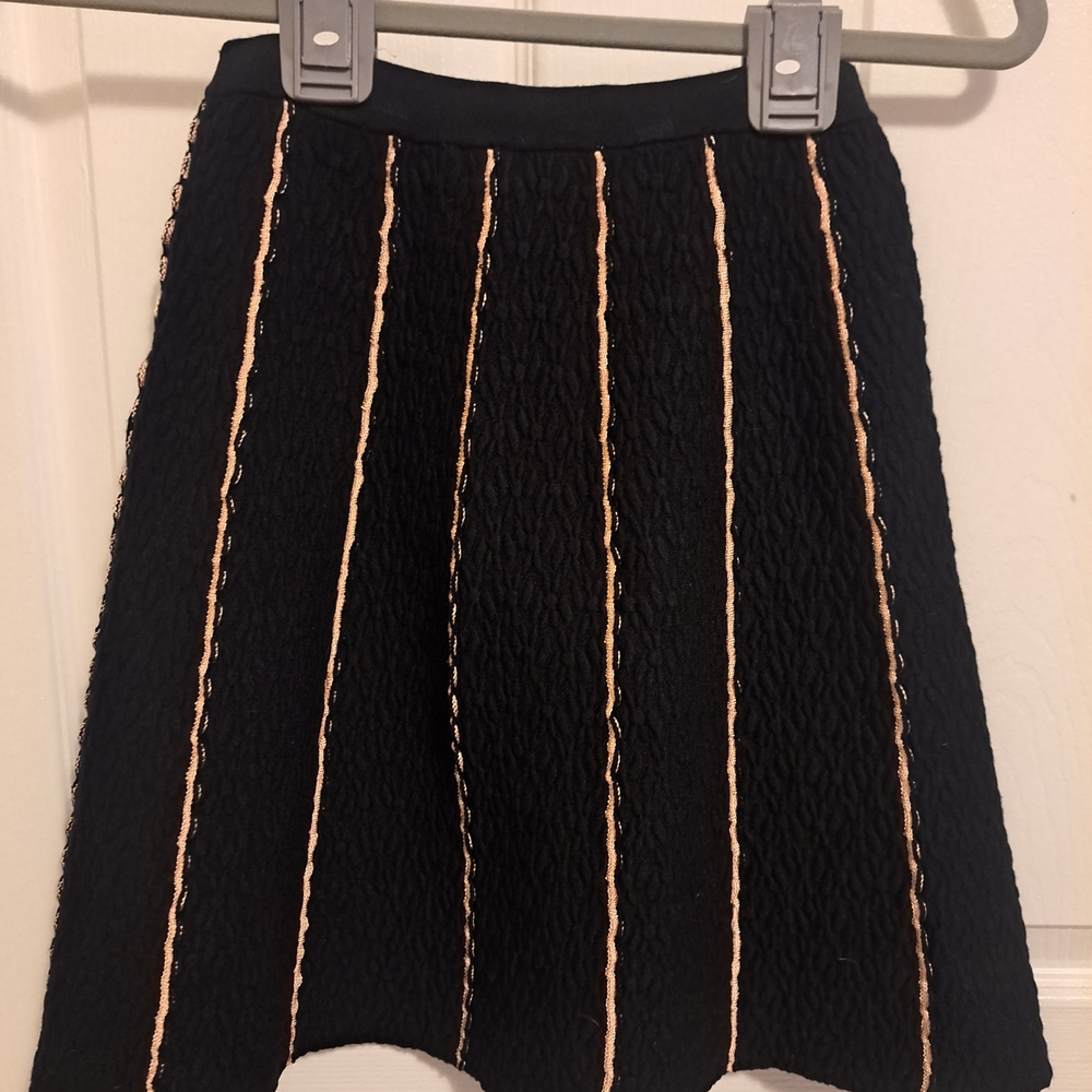 Sandro Black Skirt with Gold Stripes